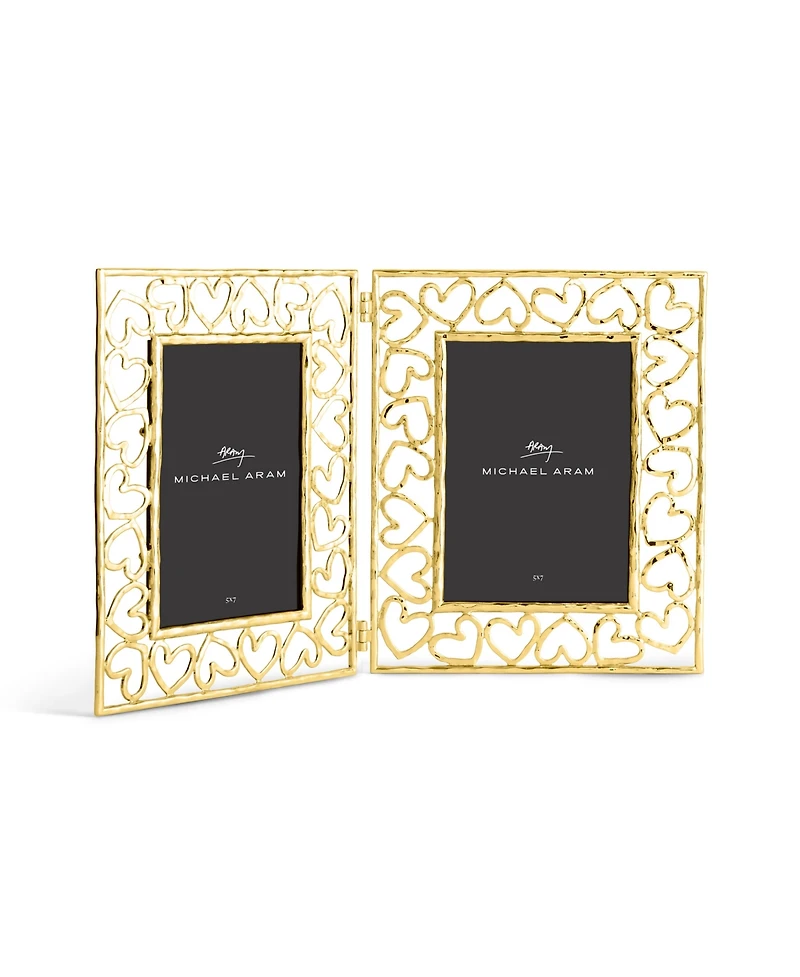 Michael Aram Double Heart Frame Gold 5x7