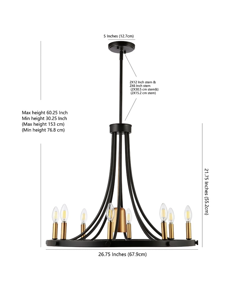 Urbanna 9-Light Adjustable Iron Transitional Modern Led Chandelier