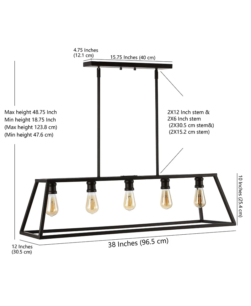 Floyd 5-Light Adjustable Iron Farmhouse Vintage-like Led Dimmable Pendant