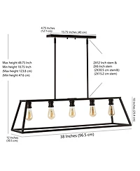Floyd 5-Light Adjustable Iron Farmhouse Vintage-like Led Dimmable Pendant