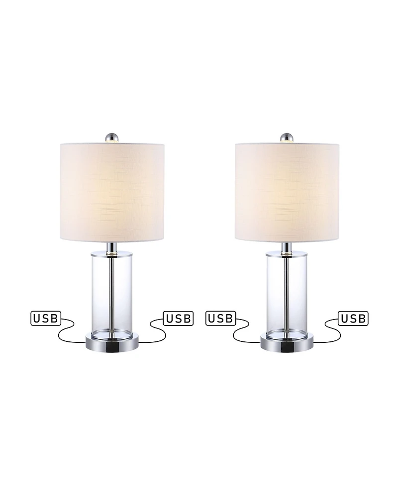 Abner Glass Modern Contemporary Usb Charging Led Table Lamp