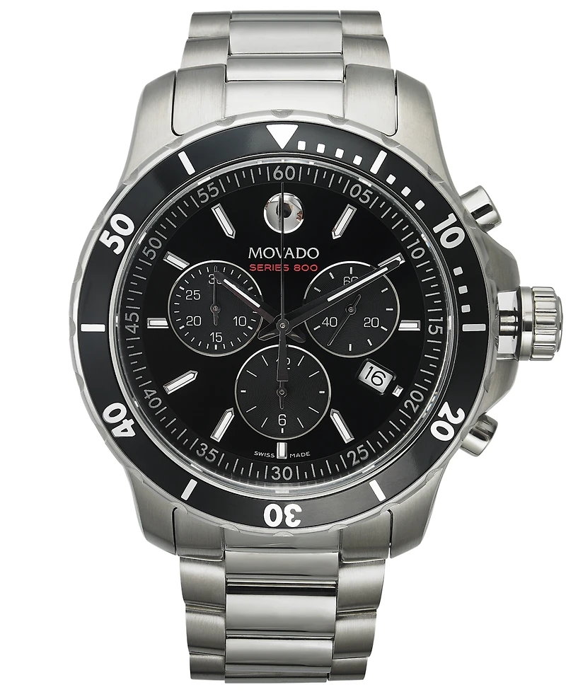 Movado Men's Swiss Chronograph Series 800 Performance Steel Bracelet Diver Watch 42mm