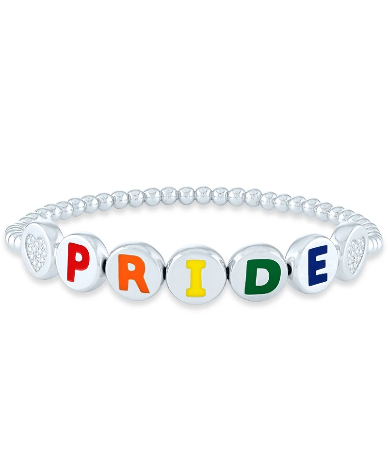 Diamond Accent Pride Beaded Bracelet in Sterling Silver