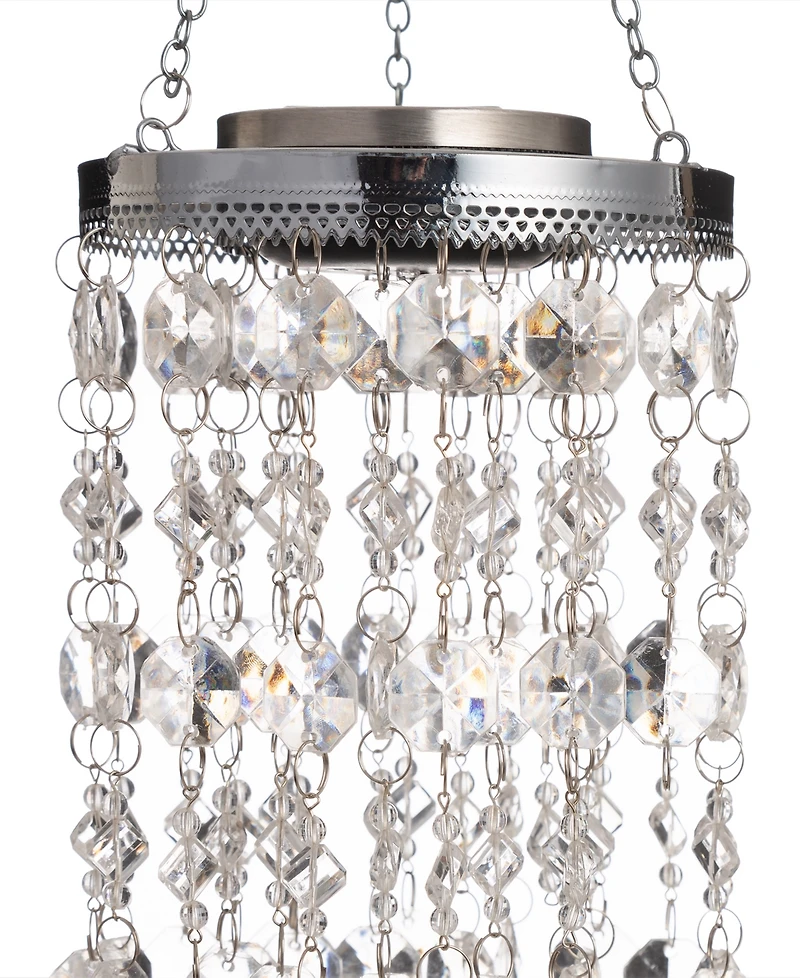 Glitzhome Solar Lighted Jewel Beaded Wind Chime or Chandelier Hanging Decor