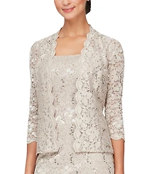 Sl Fashions 2-Pc. Lace Jacket & Midi Dress Set
