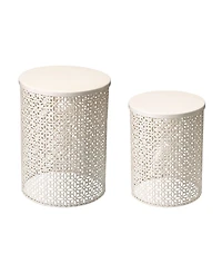 Glitzhome Multi-Functional Metal Garden Stool or Plant Stand Accent Table, Set of 2