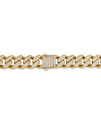 Men's Cubic Zirconia Curb Link 24" Chain Necklace in 24k Gold-Plated Sterling Silver