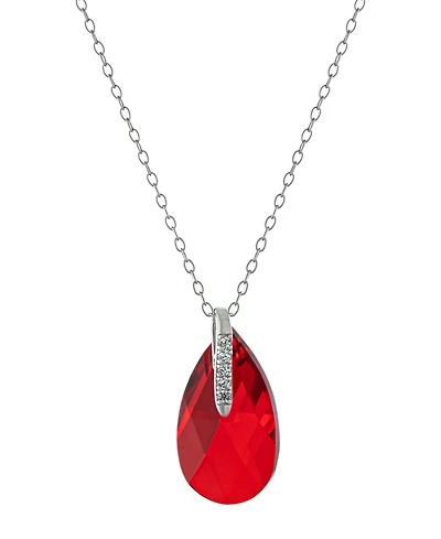 Fine Crystal and Cubic Zirconia 18" Teardrop Pendant Sterling Silver