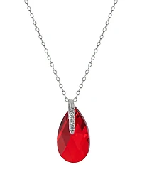 Fine Crystal and Cubic Zirconia 18" Teardrop Pendant Sterling Silver