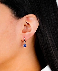 Fine Crystal 6mm Drop Hoop Earrings Sterling Silver
