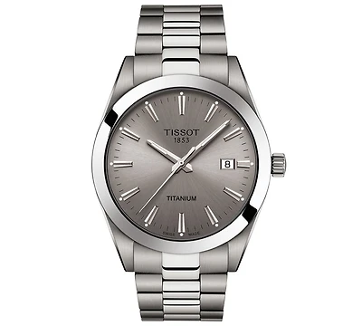 Tissot Men's Swiss Gentleman Gray Titanium Bracelet Watch 40mm
