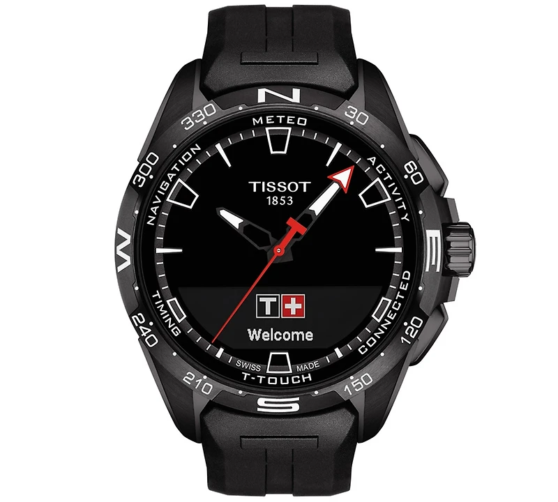 Tissot Men's Swiss T-Touch Connect Solar Black Rubber Strap Smart Watch 48mm