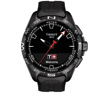 Tissot Men's Swiss T-Touch Connect Solar Black Rubber Strap Smart Watch 48mm