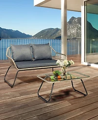 Lugano 2 Piece Patio Sofa and Table Seating Set with Cushions
