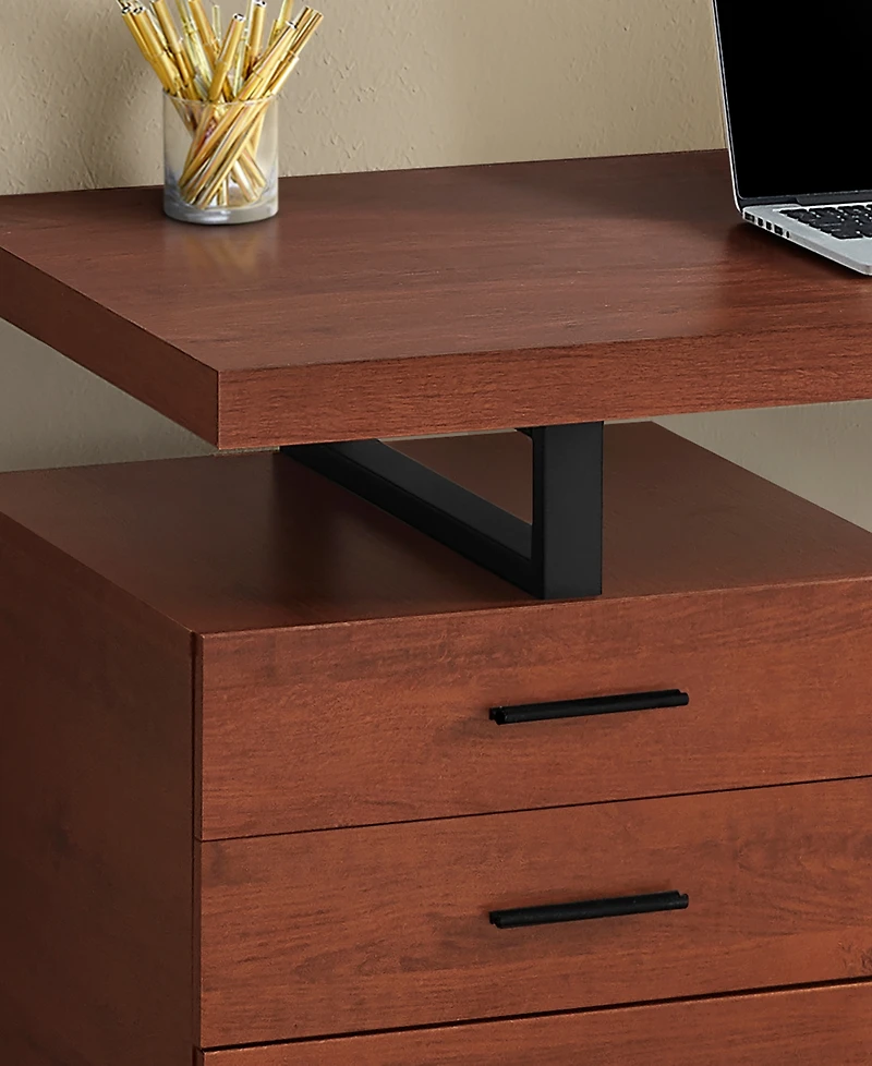 Desk with 3 Storage Drawers and Floating Desktop