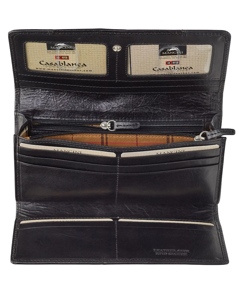 Mancini Casablanca Collection Rfid Secure Ladies Trifold Wallet