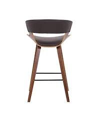 Jagger Modern Wood and Faux Leather Counter Height Bar Stool