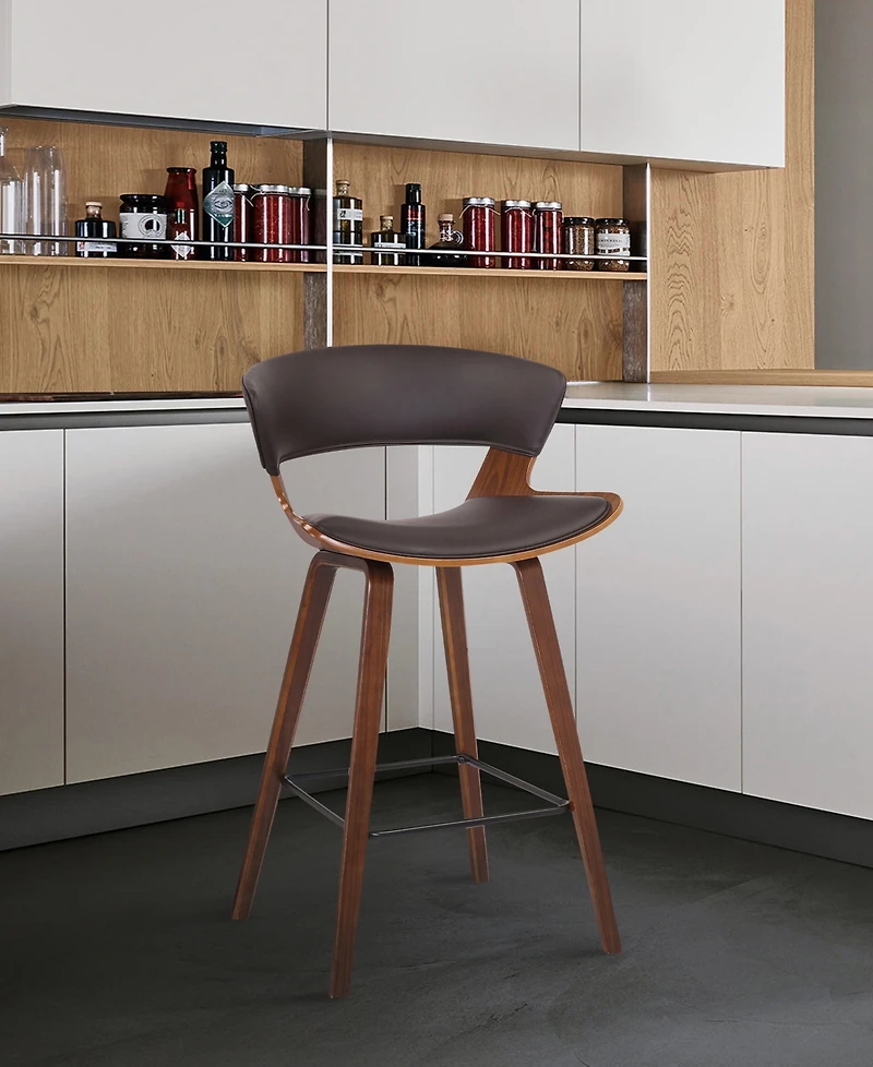 Jagger Modern Wood and Faux Leather Counter Height Bar Stool