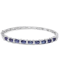 Tanzanite (4 ct. t.w.) & Diamond (1/10 ct. t.w.) Bangle Bracelet in Sterling Silver