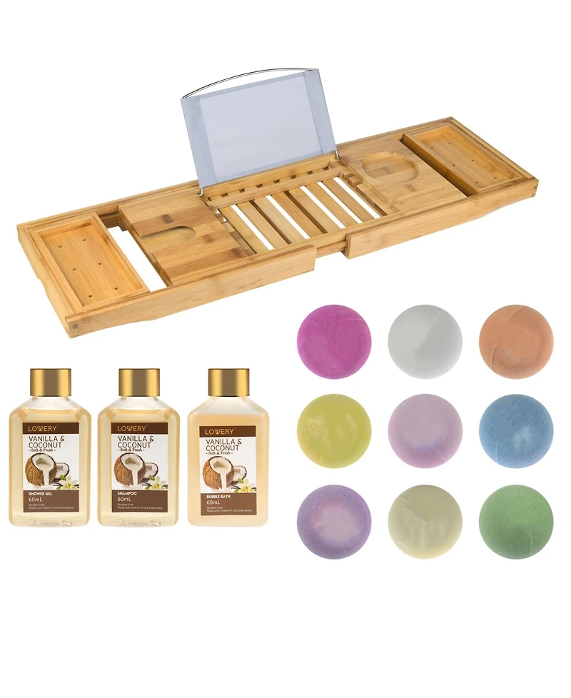 Vanilla Coconut Bathtub Caddy Gift Set, 13 Piece