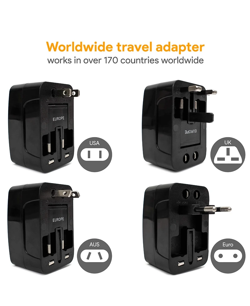 International Travel Adapter with Two Usb Ports