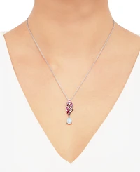 Multi-Gemstone Cluster Drop 18" Pendant Necklace (1-1/2 ct. t.w.) in Sterling Silver