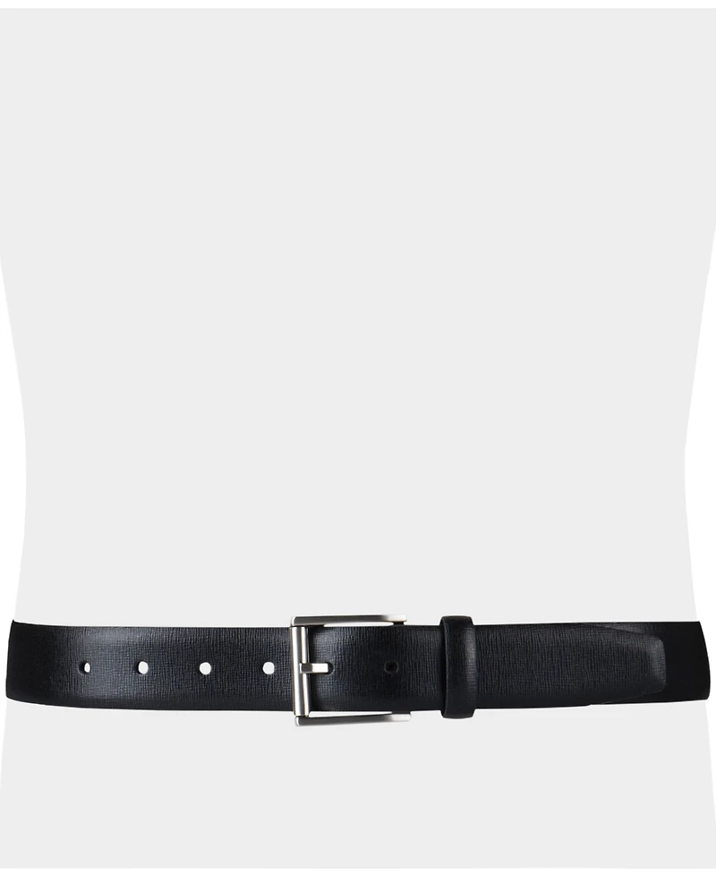 Calvin Klein Men's Textured Leather Roller Bar Buckle Belt