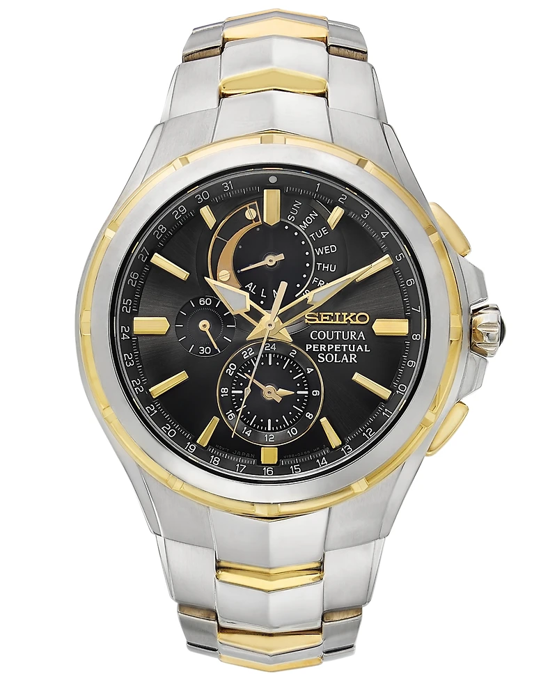 Seiko Men's Solar Chronograph Coutura Two-Tone Stainless Steel Bracelet Watch 44mm SSC376