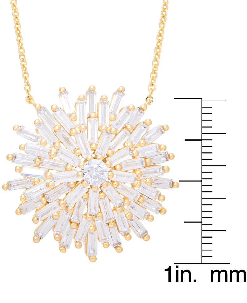 Cubic Zirconia Sun 18" Necklace in Gold Plate