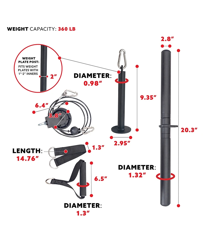 Sunny Health & Fitness Lat Pull Down Attachment for Power Rack Cages, Up to 360LBs Support