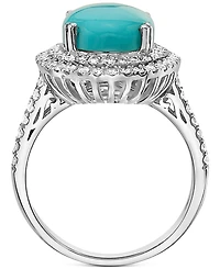 Effy Turquoise & Diamond (7/8 ct. t.w.) Halo Ring in 14k White Gold