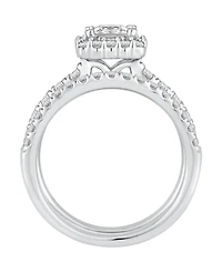 Gia Certified Diamond Princess Halo Bridal Set (1 1/2 ct. t.w.) in 14K White Gold