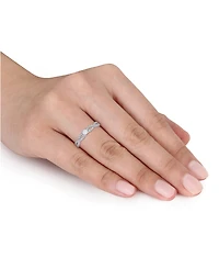 Opal (1/10 ct. t.w.) and Diamond Sterling Silver, Infinity Ring