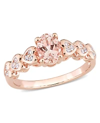 Morganite (3/4 ct. t.w.) and White Topaz (1/6 Rose Gold Plated Silver, Oval Heart Ring