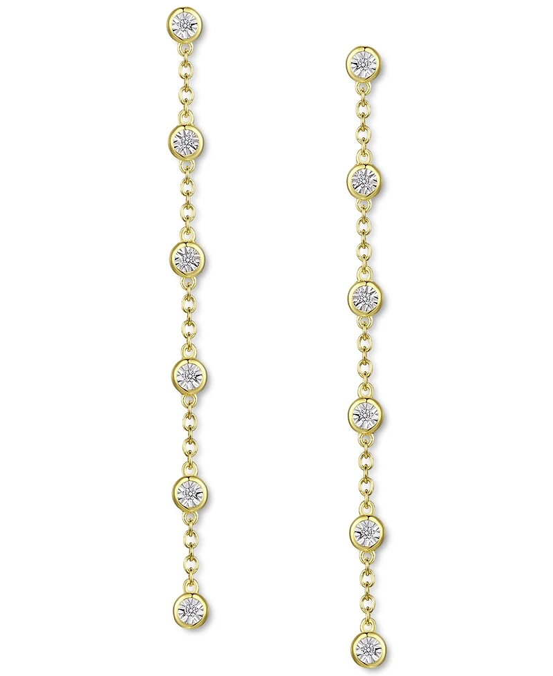 Diamond Bezel Linear Drop Earrings (1/10 ct. t.w.) in Sterling Silver, 14k Gold-Plated Sterling Silver or 14k Rose Gold-Plated Sterling Silver