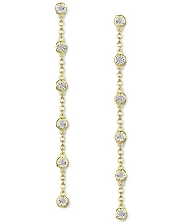 Diamond Bezel Linear Drop Earrings (1/10 ct. t.w.) in Sterling Silver, 14k Gold-Plated Sterling Silver or 14k Rose Gold-Plated Sterling Silver