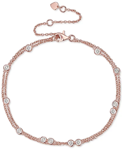 Diamond Bezel Multi-Layer Chain Bracelet (1/10 ct. t.w.) in Sterling Silver, 14k Gold-Plated Sterling Silver or 14k Rose Gold-Plated Sterling Silver