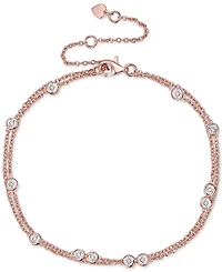 Diamond Bezel Multi-Layer Chain Bracelet (1/10 ct. t.w.) in Sterling Silver, 14k Gold-Plated Sterling Silver or 14k Rose Gold-Plated Sterling Silver
