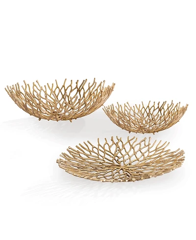 Coral Design Tray and Bowls, Set of 3