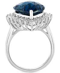 Effy London Blue Topaz (12-3/4 ct. t.w.) & Diamond (1/5 ct. t.w.) Ring in 14k White Gold