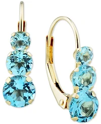 Amethyst Triple Stone Drop Earrings (1-3/8 ct. t.w.) 14k Gold