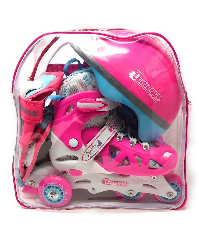 Chicago Adjustable Inline Training Skate 8pc Combo Set - Size M (1-4)