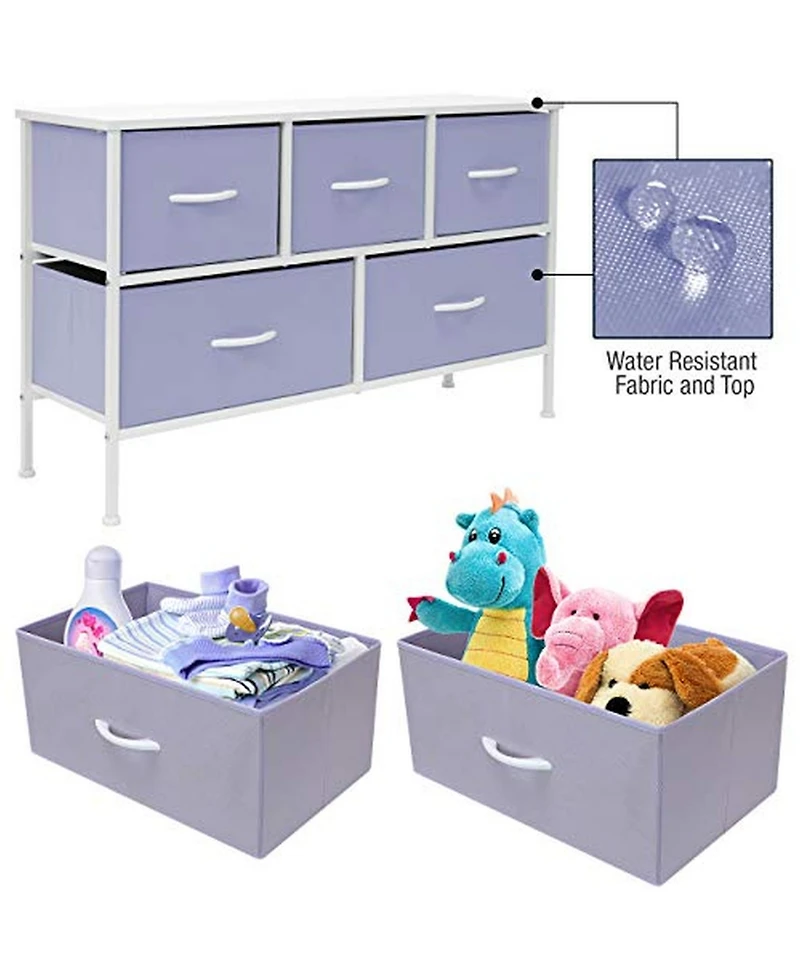Sorbus 5 Drawers Dresser- Storage Unit with Steel Frame, Wood Top, Fabric Bins - for Bedroom, Closet, Office and more