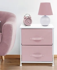 Sorbus Nightstand with 2 Drawers - Steel Frame, Wood Top & Easy Pull Fabric Bins - Great for Home, Bedroom, Office & College Dorm