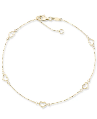 Polished Open Heart Ankle Bracelet in 10k Gold