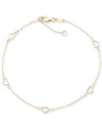 Polished Open Heart Ankle Bracelet in 10k Gold