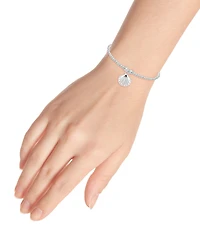 Bead Sea Shell Charm Bracelet in Silver Plate