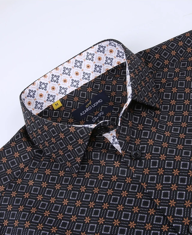 azaro uomo dress shirts Amazon.com: Azaro Uomo Cool Comfy Button Down Long Sleeve Casual Dress Shirt for Men Burgundy Trimmed Size XX-Large : Clothing, Shoes & Jewelry