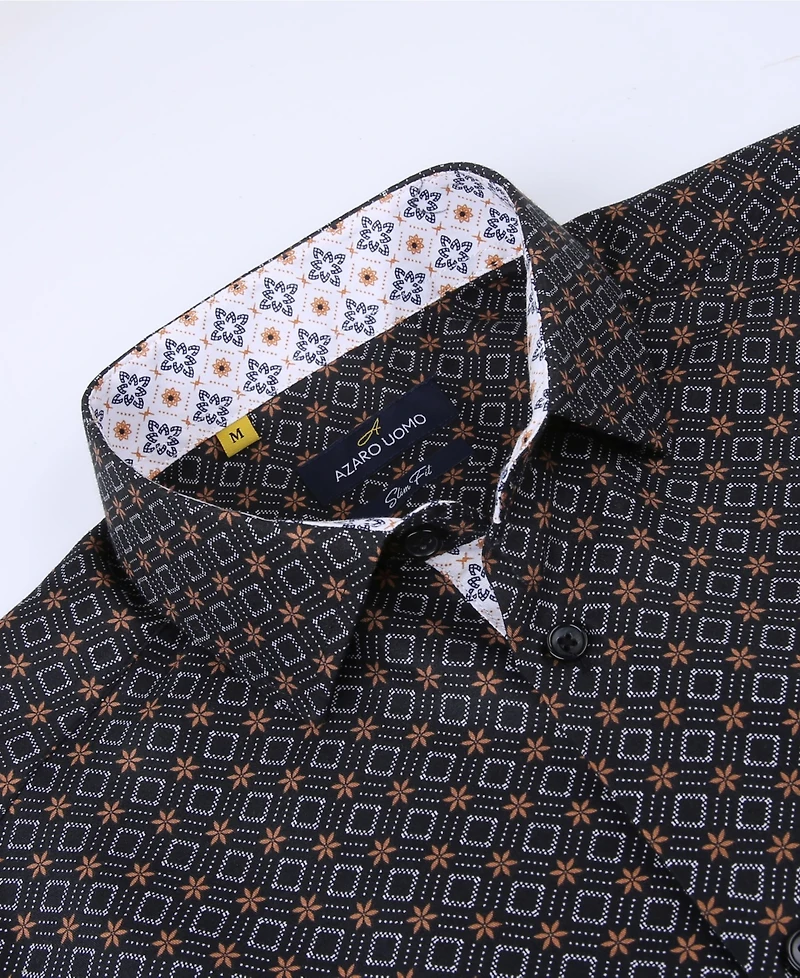 Men's Slim Fit Business Nautical Button Down Dress Shirt