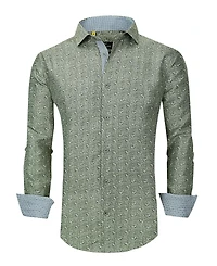 Men's Slim Fit Business Nautical Button Down Dress Shirt